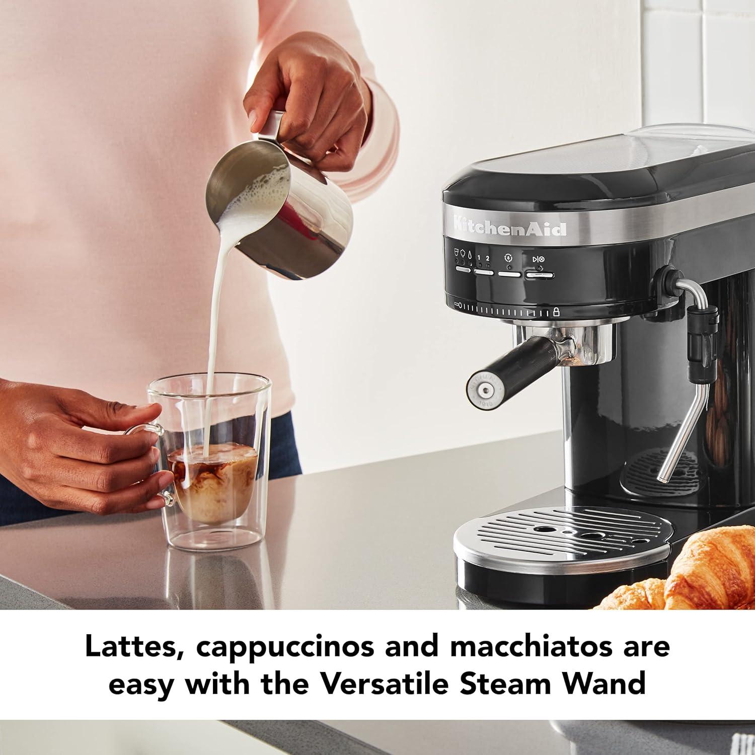 imageKitchenAid SemiAutomatic Espresso Machine and Automatic Milk Frother Attachment KES6404Onyx Black
