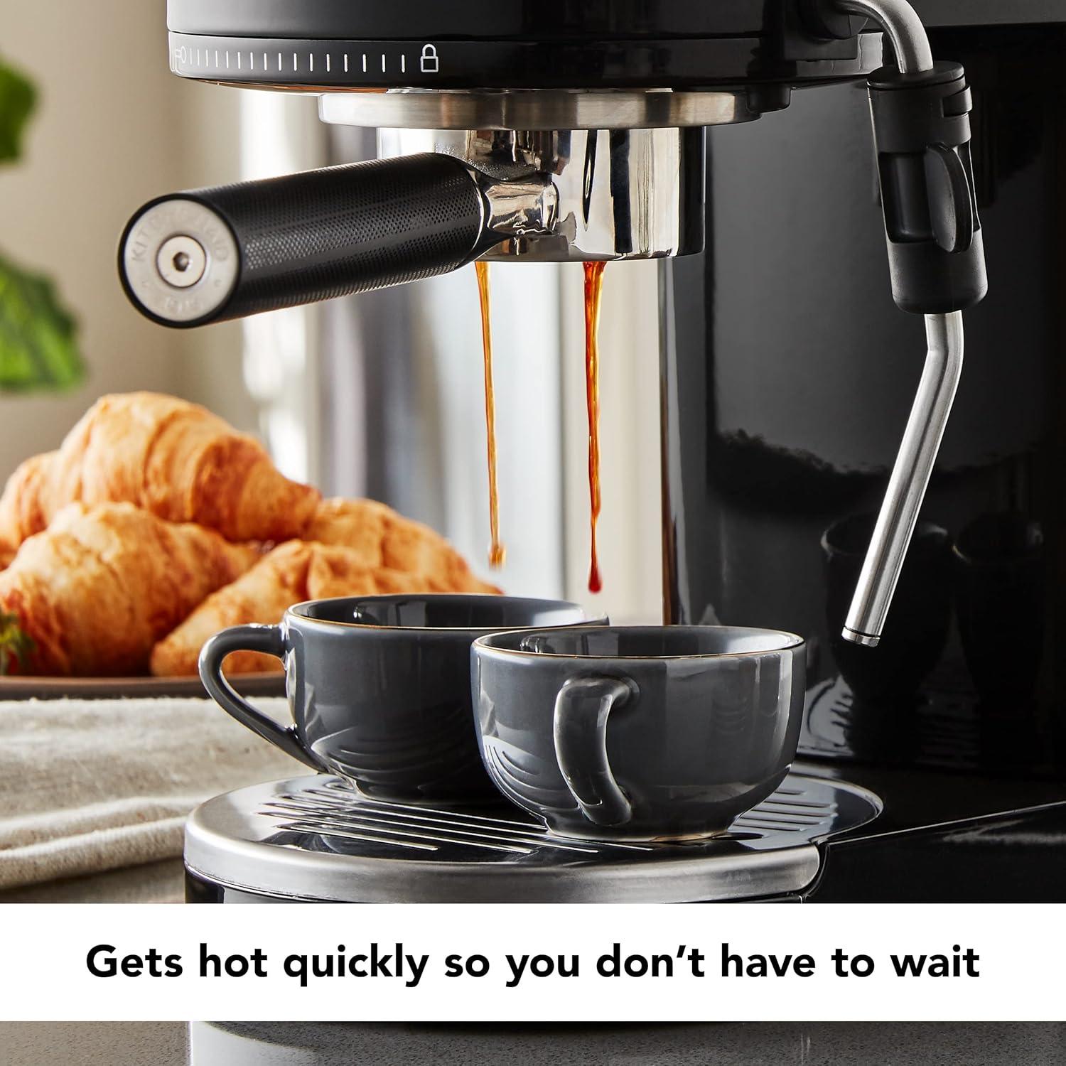 imageKitchenAid SemiAutomatic Espresso Machine and Automatic Milk Frother Attachment KES6404Onyx Black