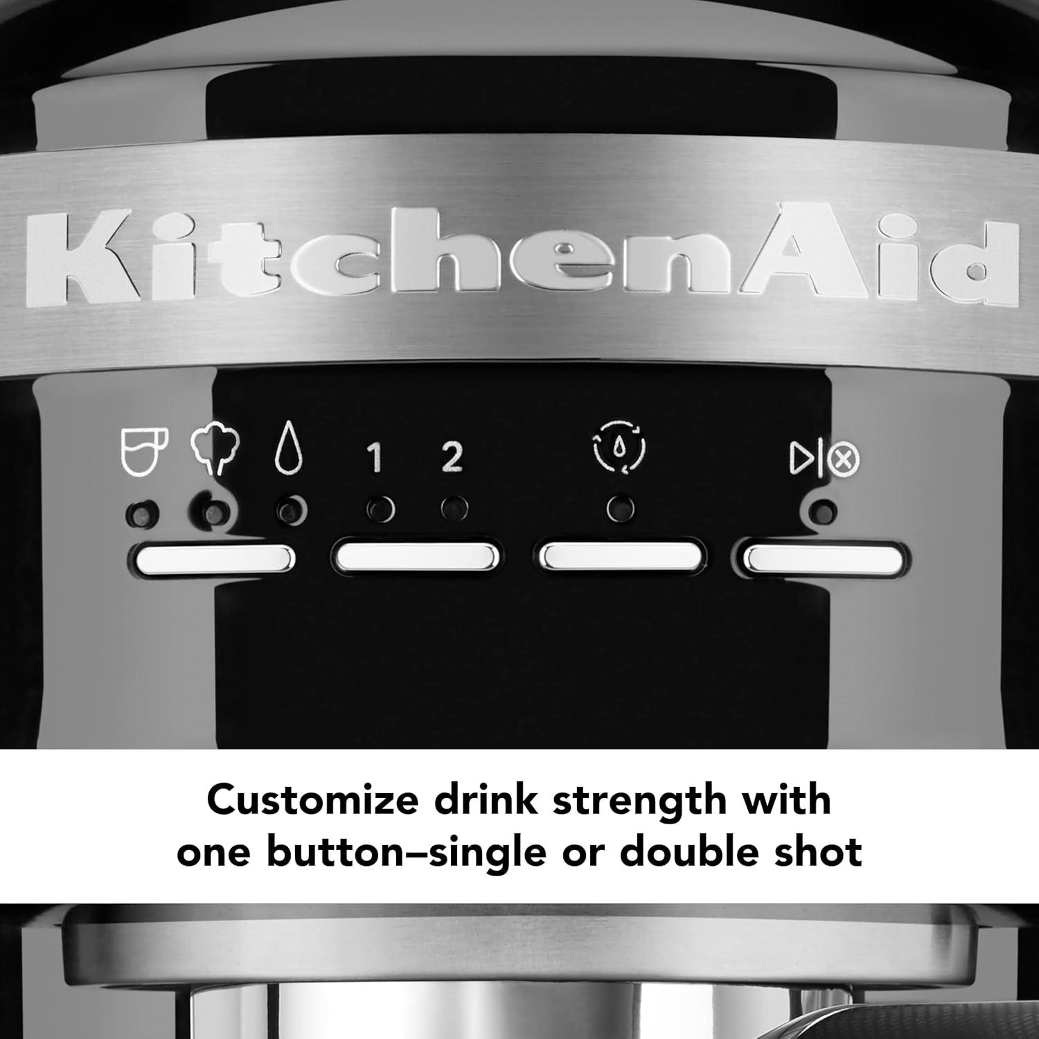 imageKitchenAid SemiAutomatic Espresso Machine and Automatic Milk Frother Attachment KES6404Onyx Black
