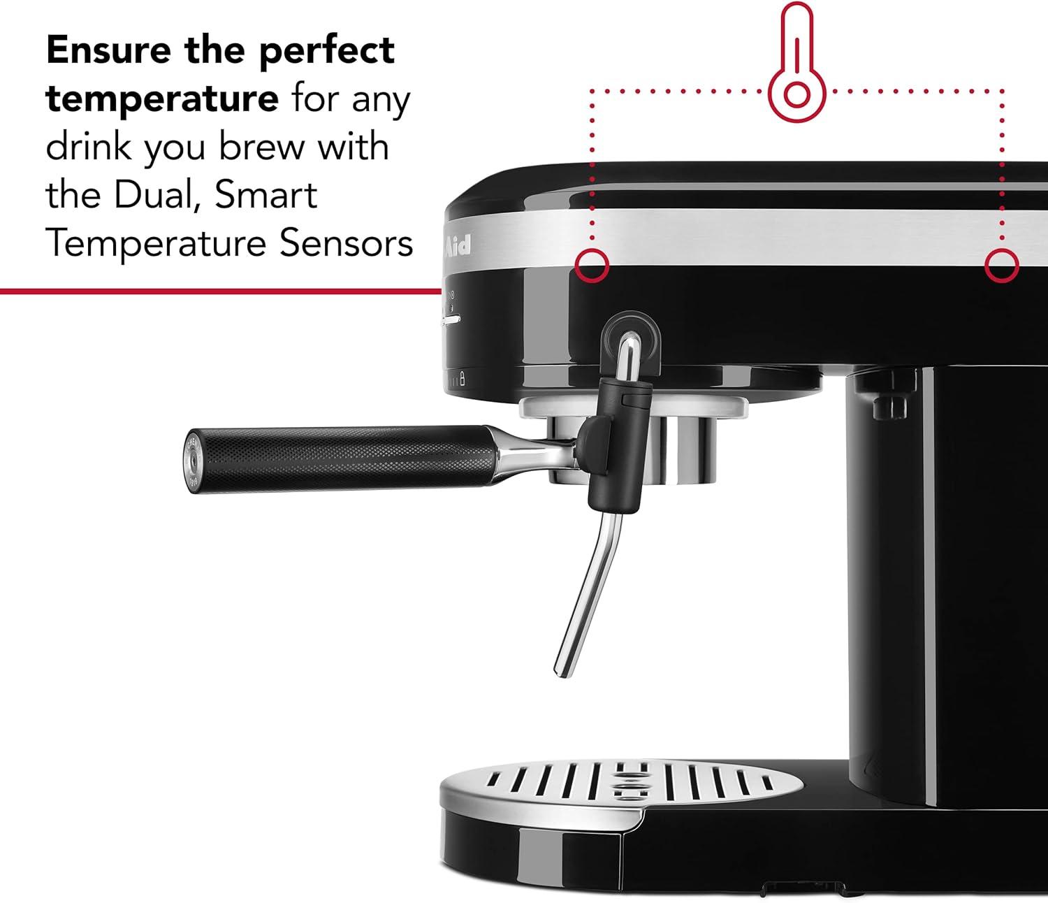 imageKitchenAid SemiAutomatic Espresso Machine and Automatic Milk Frother Attachment KES6404Onyx Black