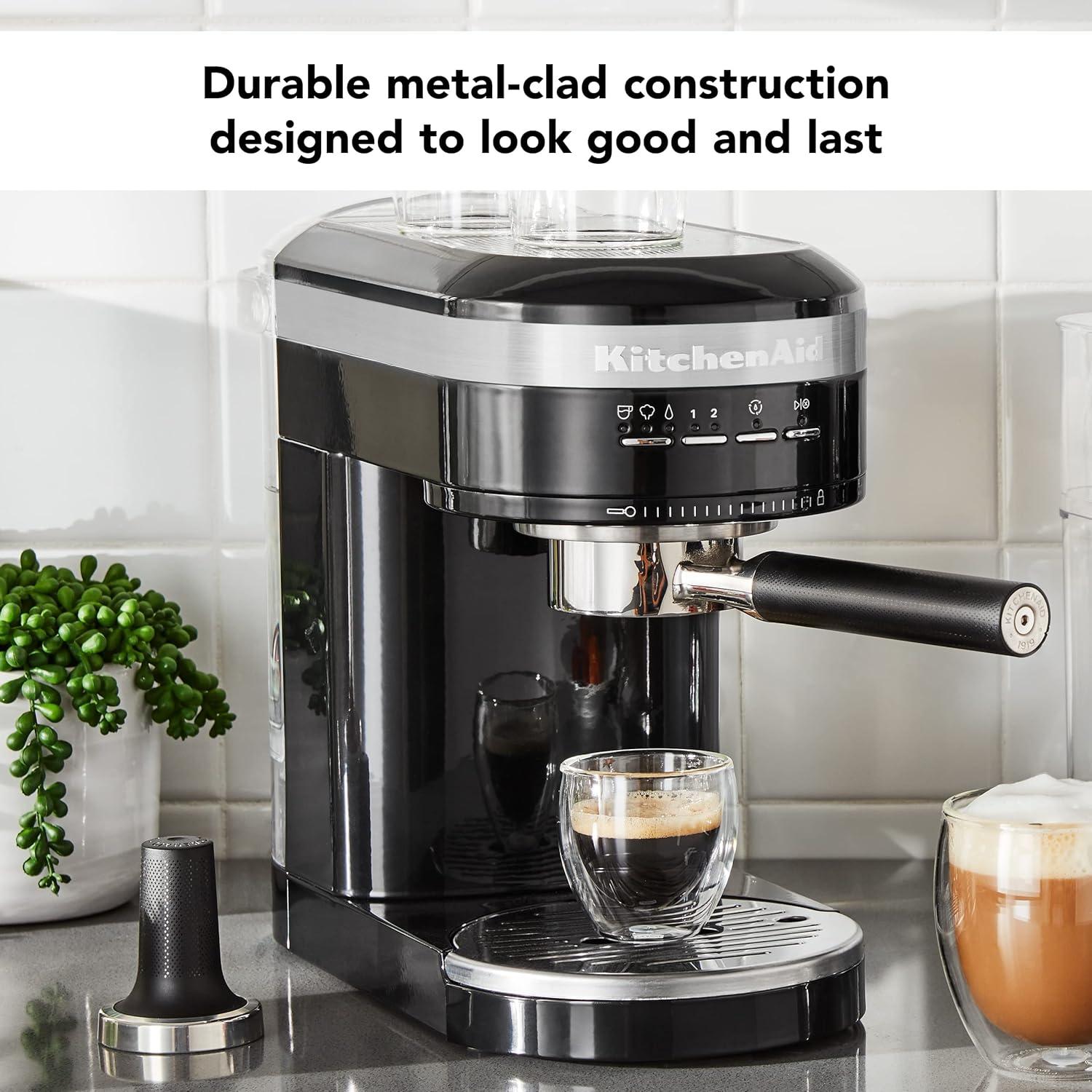 imageKitchenAid SemiAutomatic Espresso Machine and Automatic Milk Frother Attachment KES6404Onyx Black