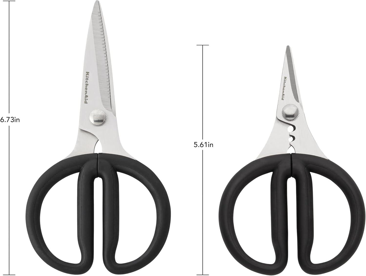 imageKitchenAid Stainless Steel All Purpose Utility and Herb Shears Set with Soft Touch Handles 2 Piece Black