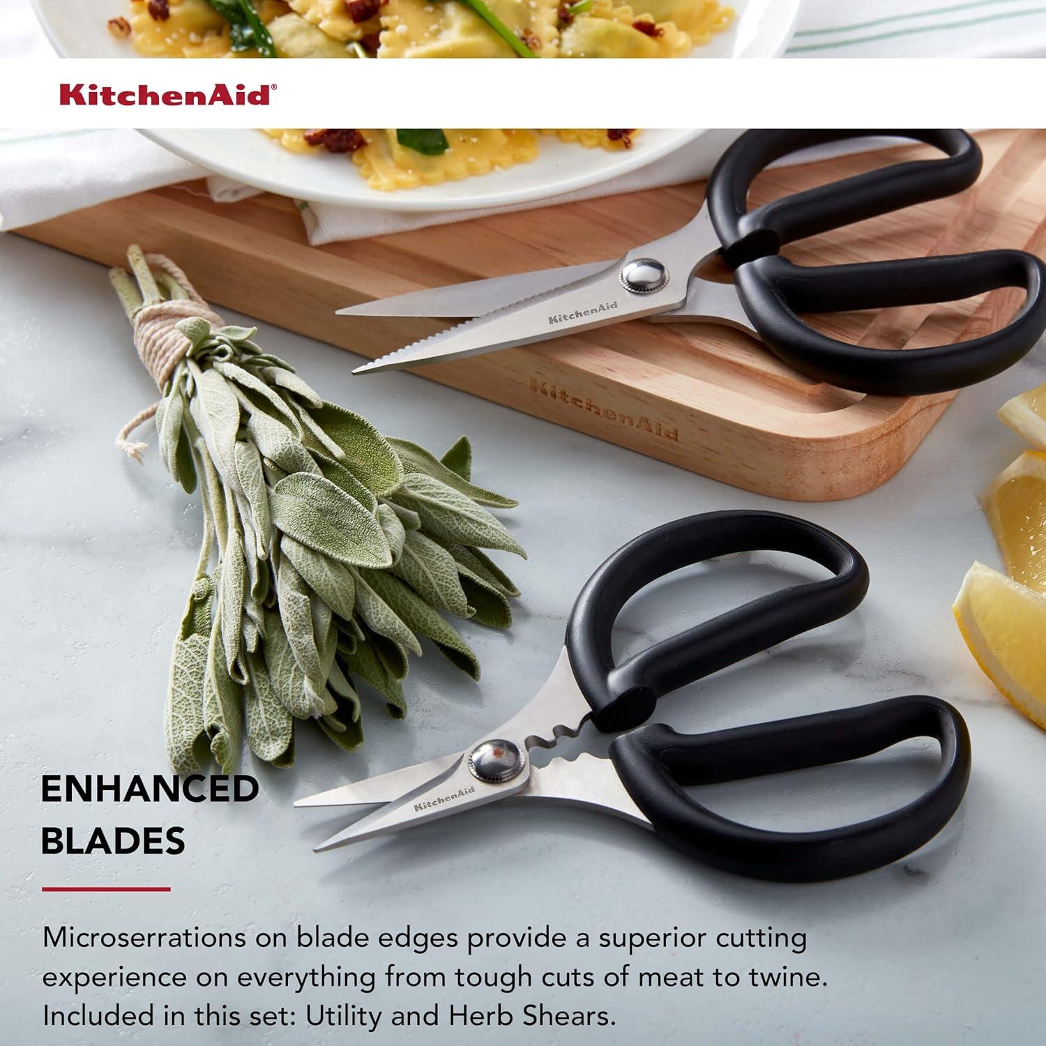 imageKitchenAid Stainless Steel All Purpose Utility and Herb Shears Set with Soft Touch Handles 2 Piece Black