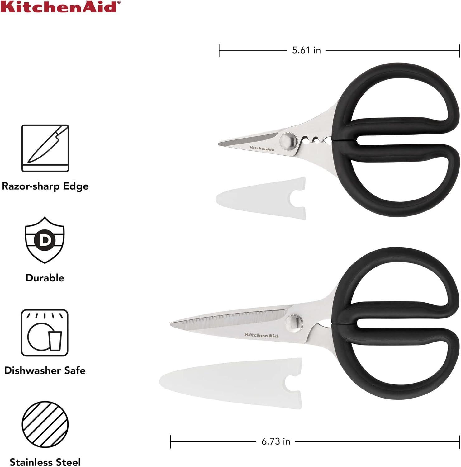 imageKitchenAid Stainless Steel All Purpose Utility and Herb Shears Set with Soft Touch Handles 2 Piece Black