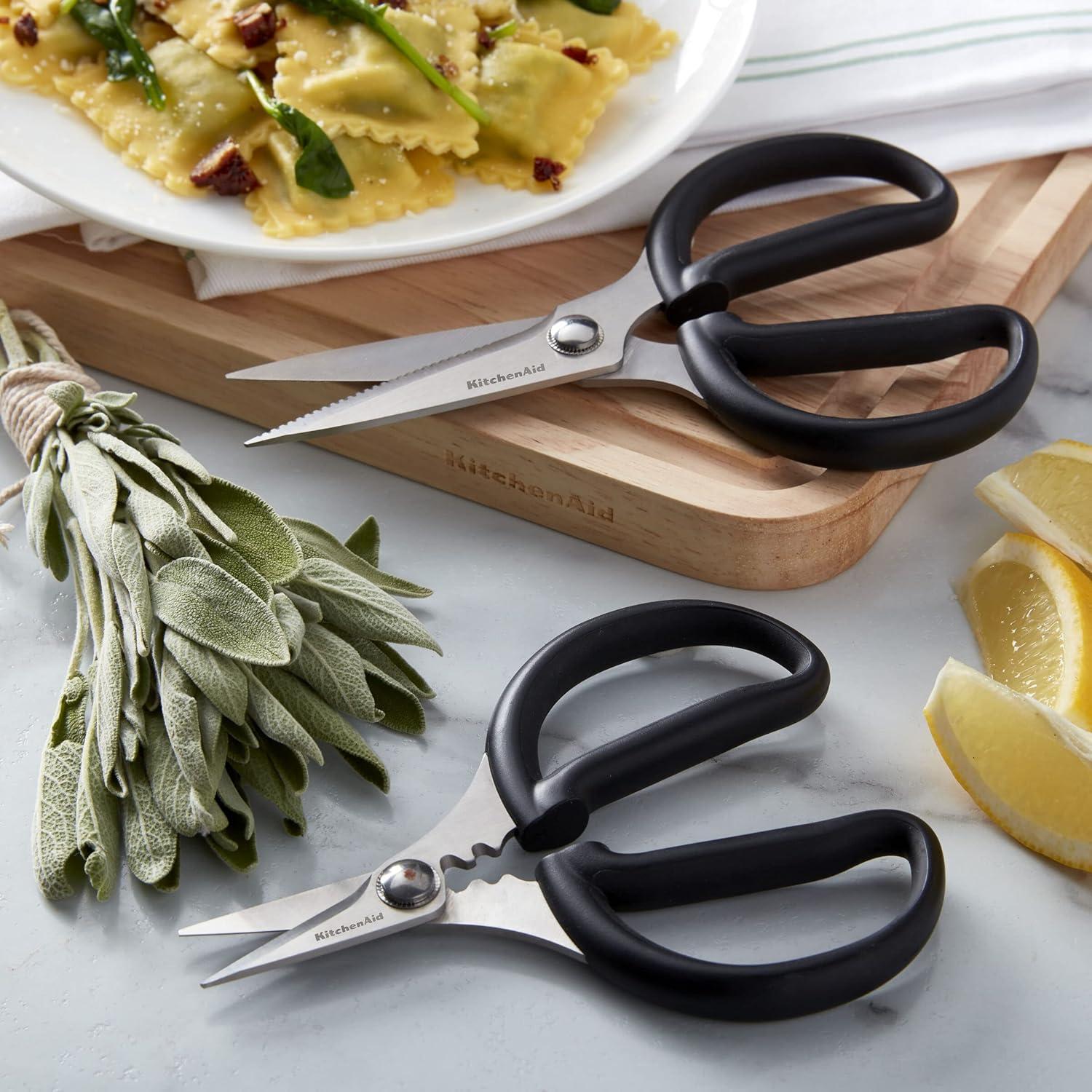 imageKitchenAid Stainless Steel All Purpose Utility and Herb Shears Set with Soft Touch Handles 2 Piece Black