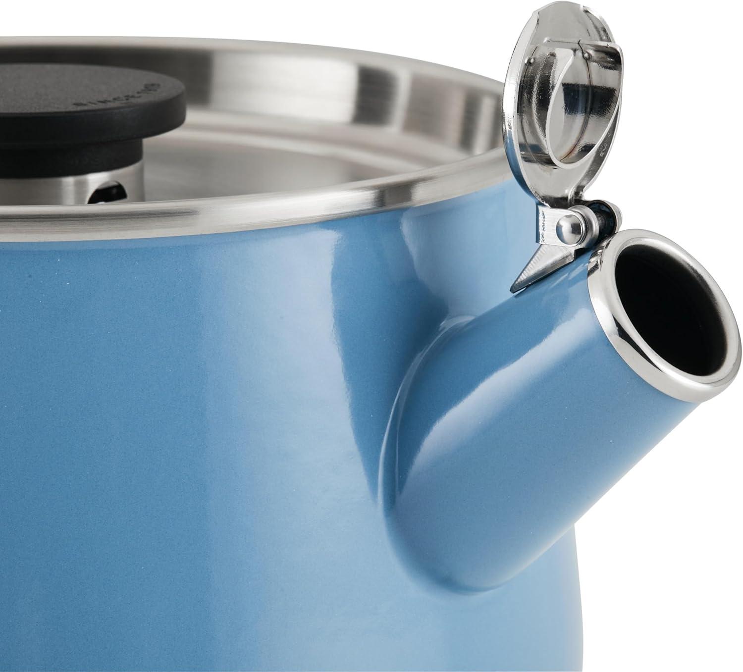 imageKitchenAid Teakettles EnamelonSteel Stovetop Whistling Teakettle Induction Ready Stainless steel Lid 2 Quart Blue VelvetBlue Velvet