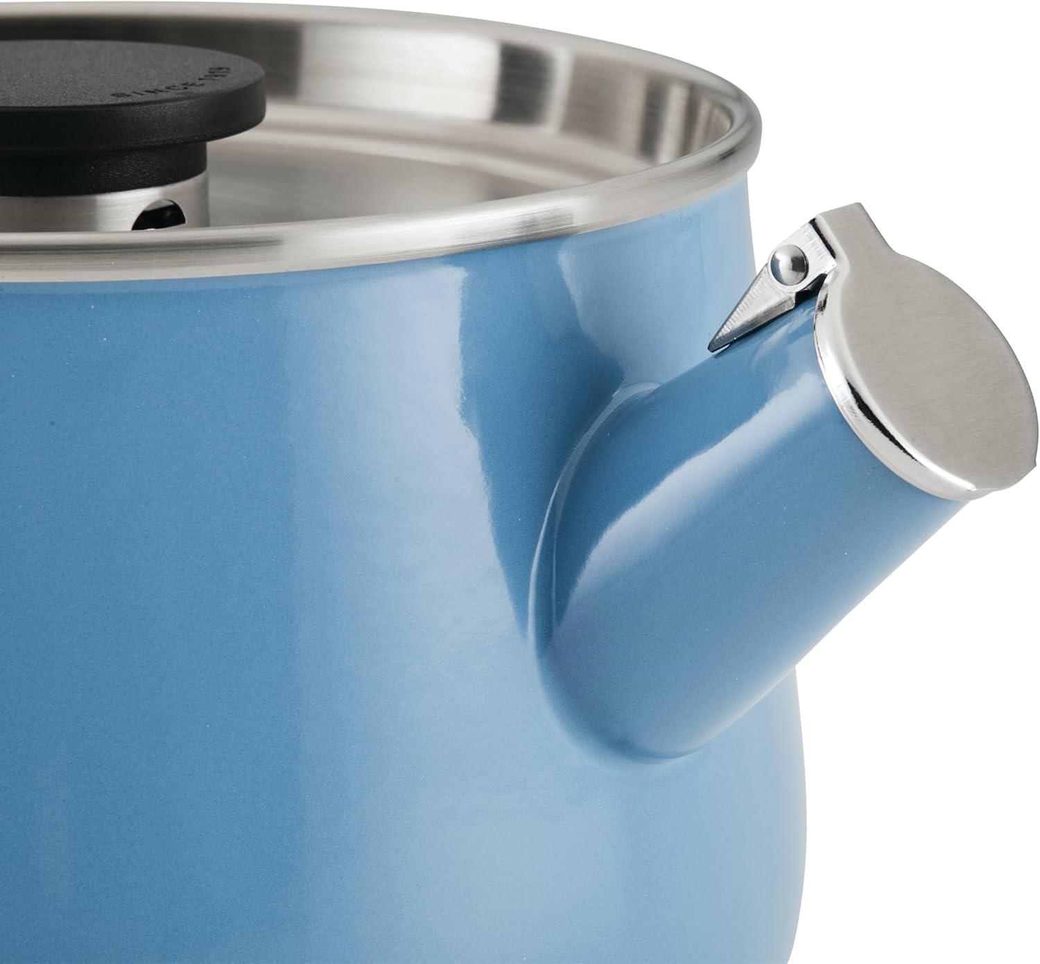 imageKitchenAid Teakettles EnamelonSteel Stovetop Whistling Teakettle Induction Ready Stainless steel Lid 2 Quart Blue VelvetBlue Velvet