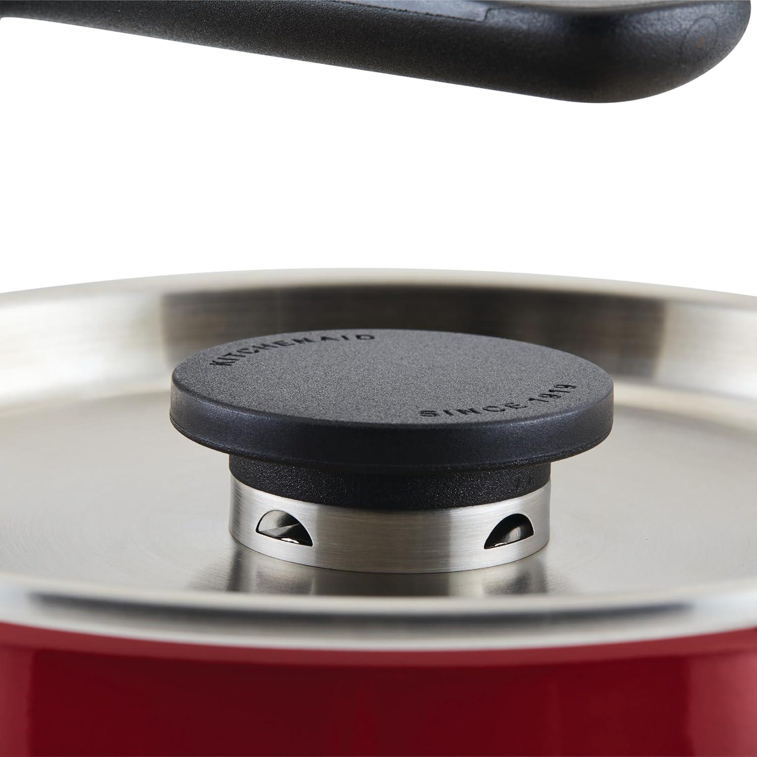 imageKitchenAid Teakettles EnamelonSteel Stovetop Whistling Teakettle Induction Ready Stainless steel Lid 2 Quart Blue VelvetEmpire Red