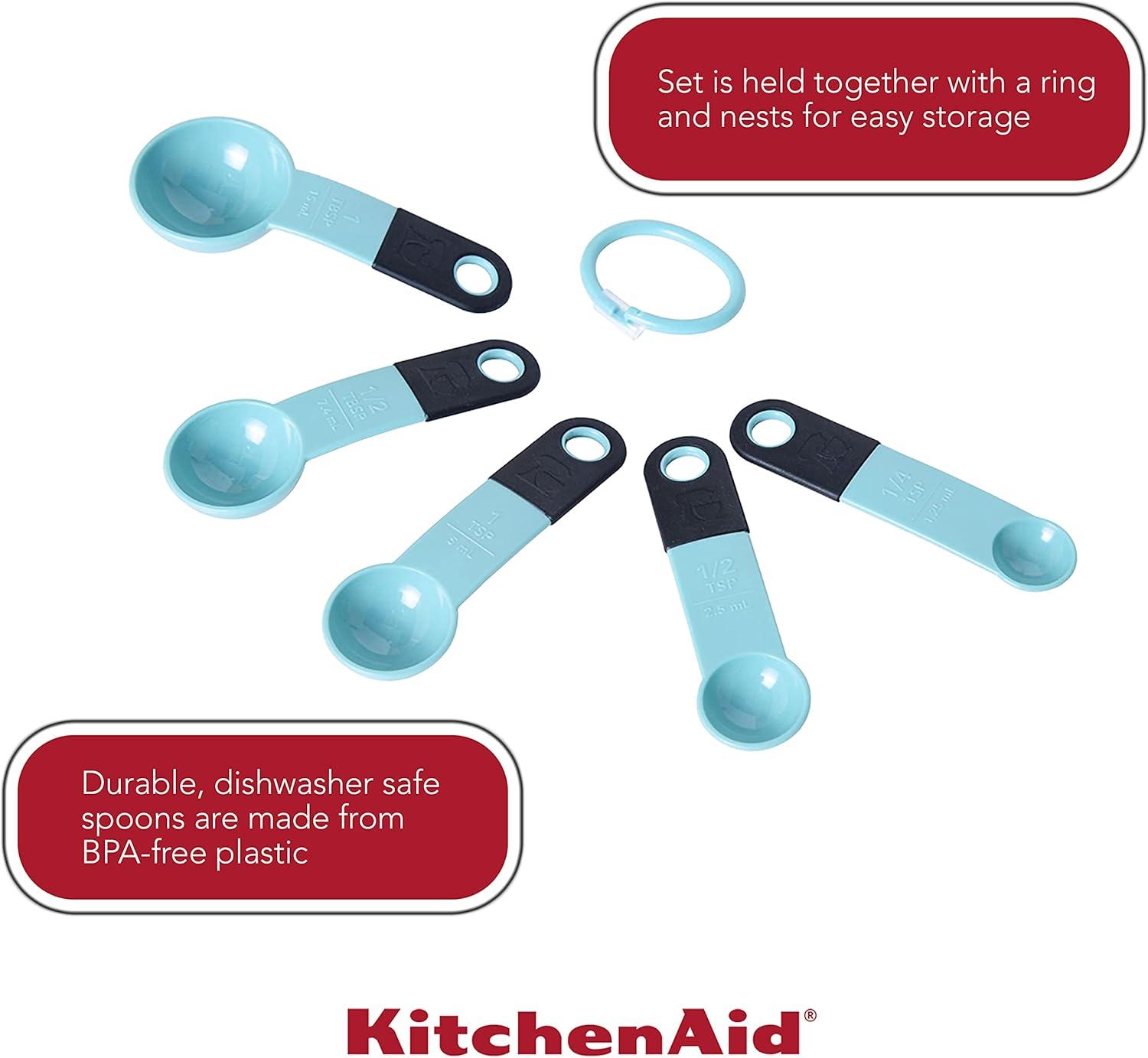 imageKitchenAid Universal Measuring Spoon Set 5Piece Blue VelvetAqua SkyBlack