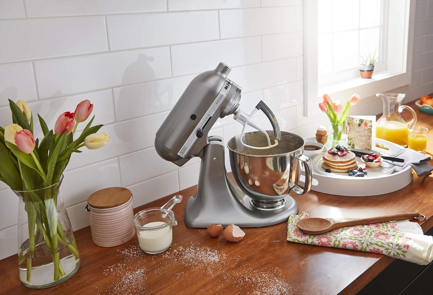 imageKitchenAid Value Bundle Artisan Series 5 Quart TiltHead Stand Mixer with Included Flex Edge Beater KSM150FEAQ Aqua SkyContour Silver