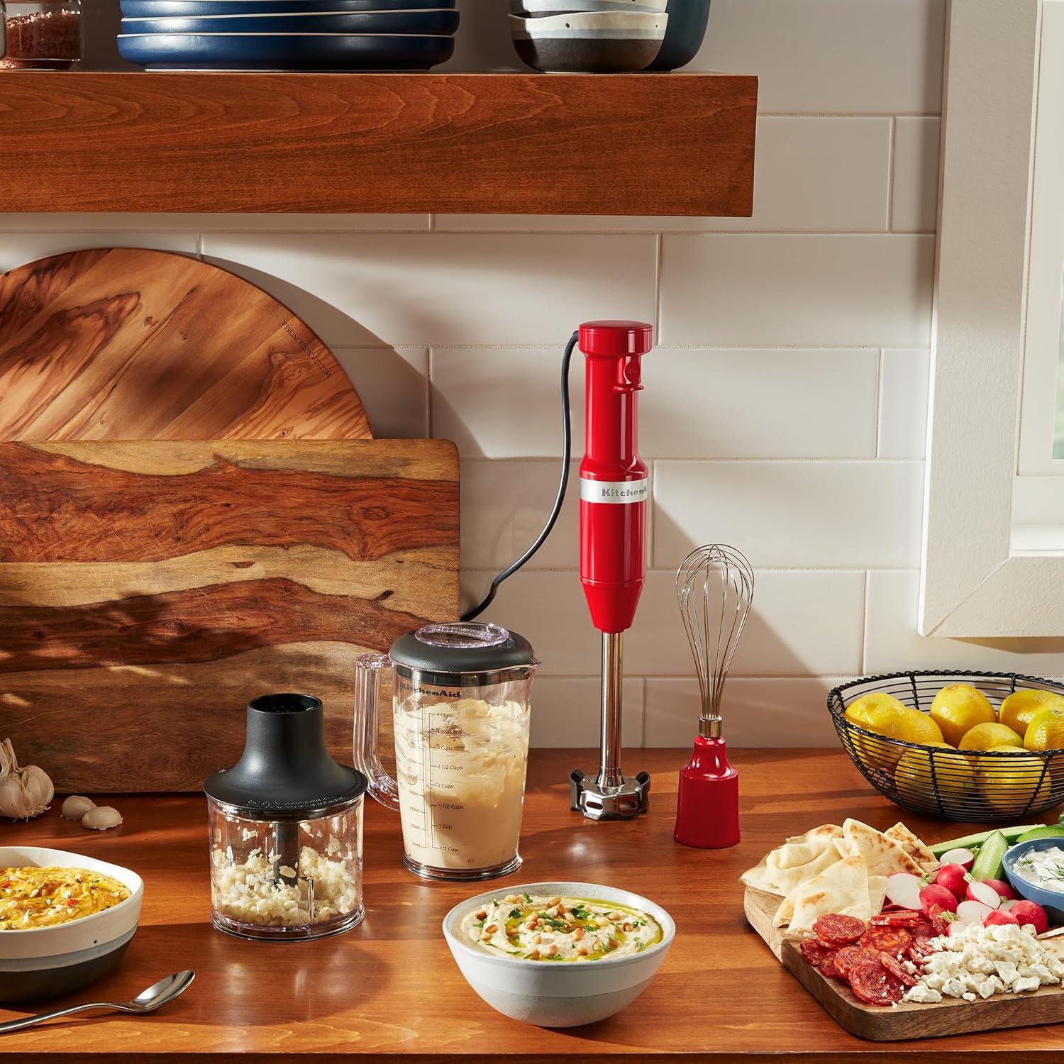 imageKitchenAid Variable Speed Corded Hand Blender with Accessories Blue Velvet KHBV83VBEmpire Red