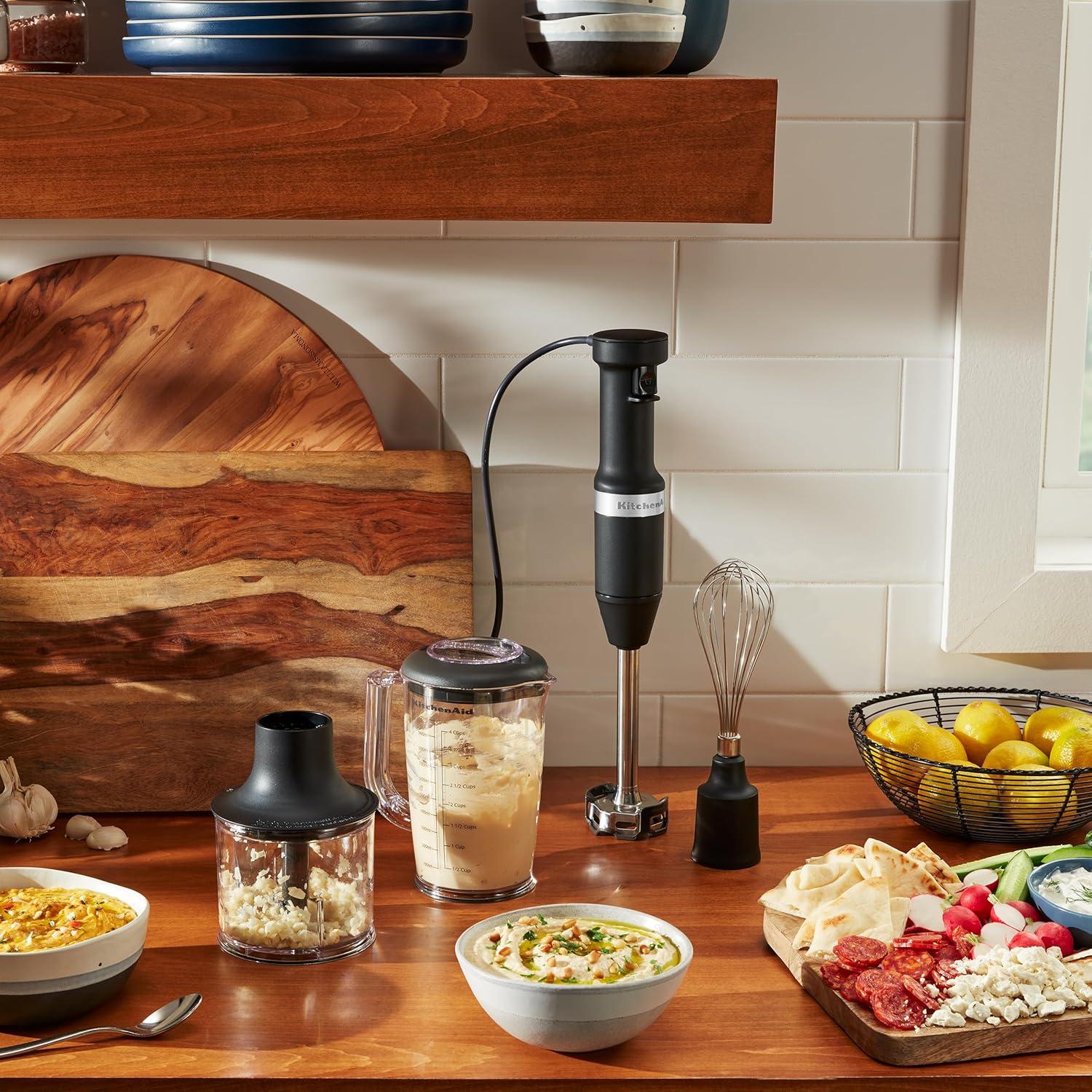 imageKitchenAid Variable Speed Corded Hand Blender with Accessories Blue Velvet KHBV83VBMatte Black