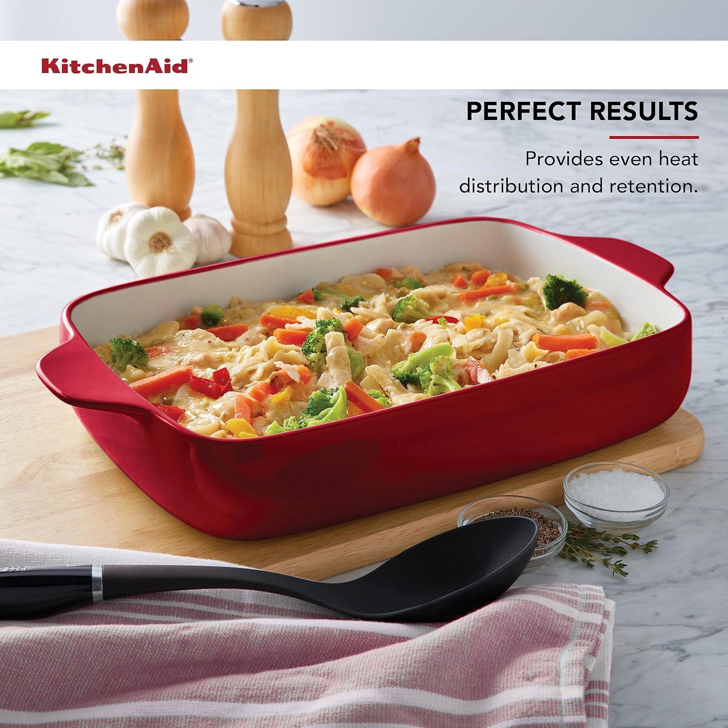 imageKitchenAid Vitrified Stoneware Rectangular Baker 45 QuartRed