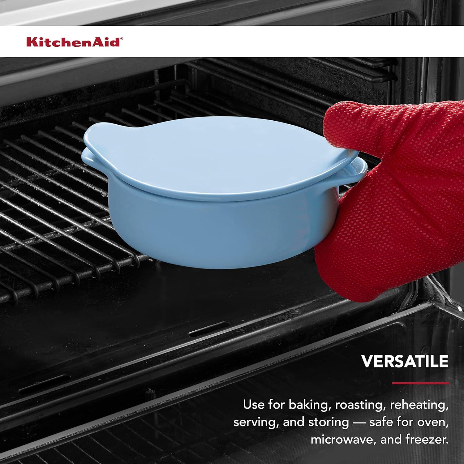 imageKitchenAid Vitrified Stoneware Round Baker 225Quart PistachioBlue Velvet