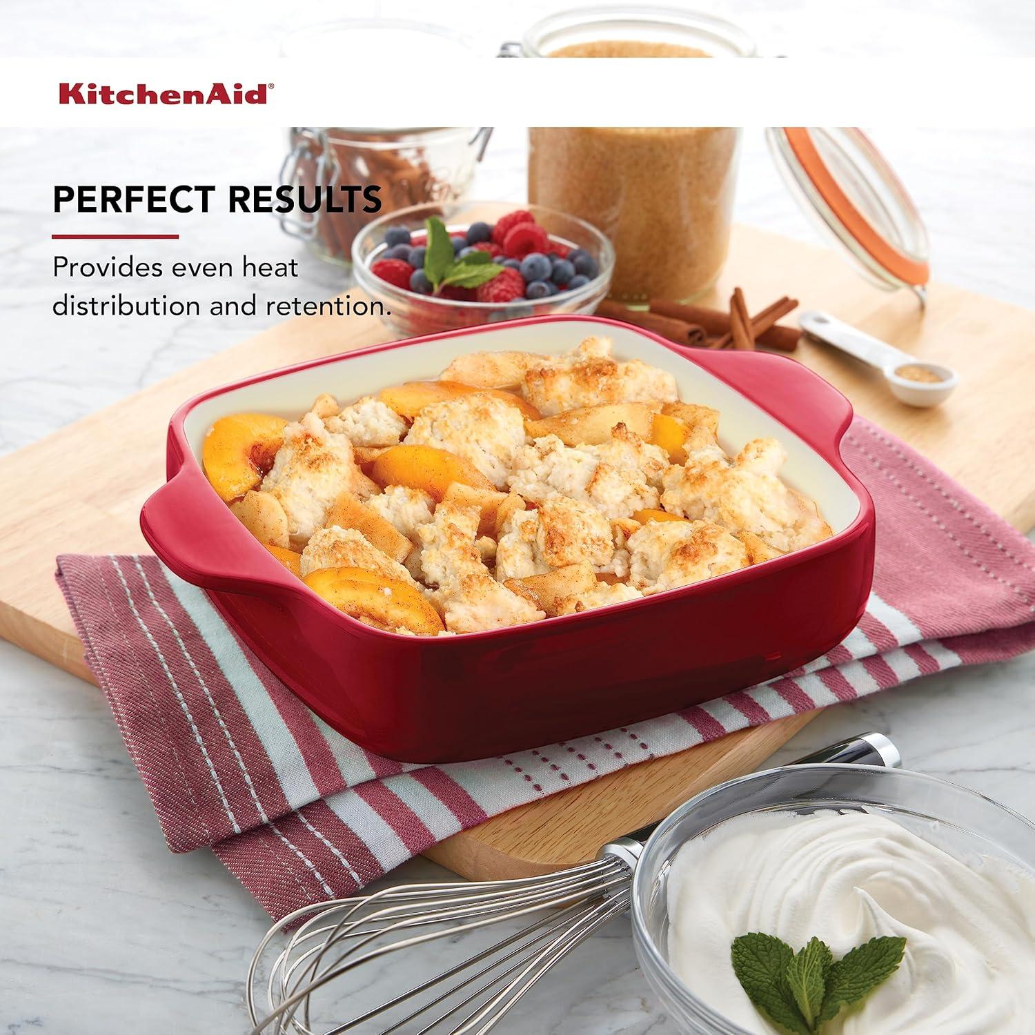 imageKitchenAid Vitrified Stoneware Square Baker 2Quart PistachioRed