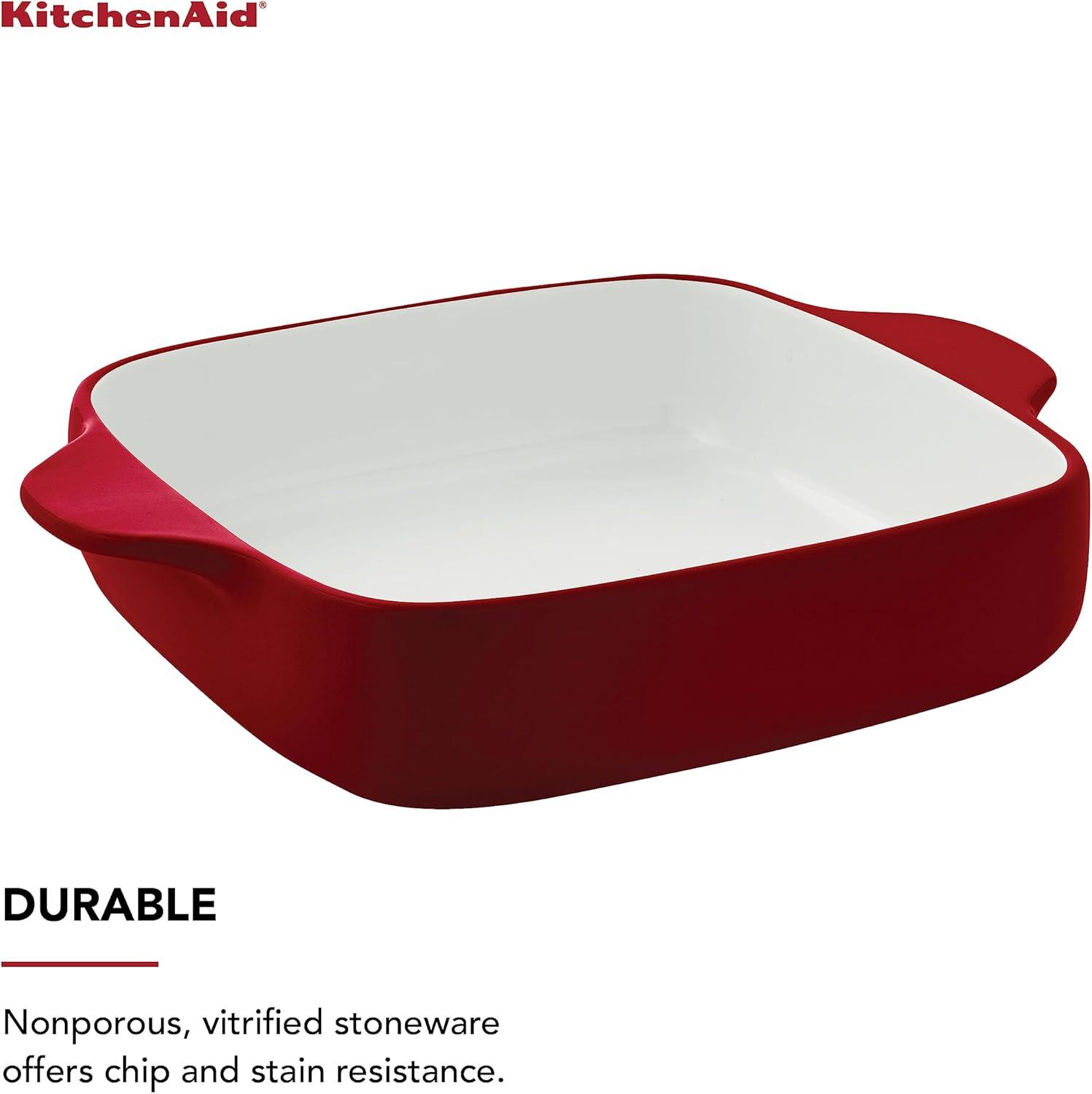imageKitchenAid Vitrified Stoneware Square Baker 2Quart PistachioRed