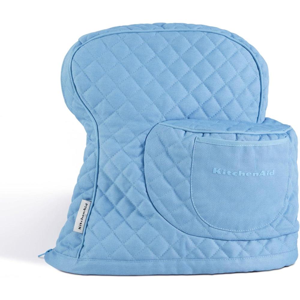 imageKITCHENAID Fitted TiltHead Stand Mixer Cover with Storage Pocket Quilted 100 Cotton144quotx18quotx10quot MilkshakeBlue Velvet