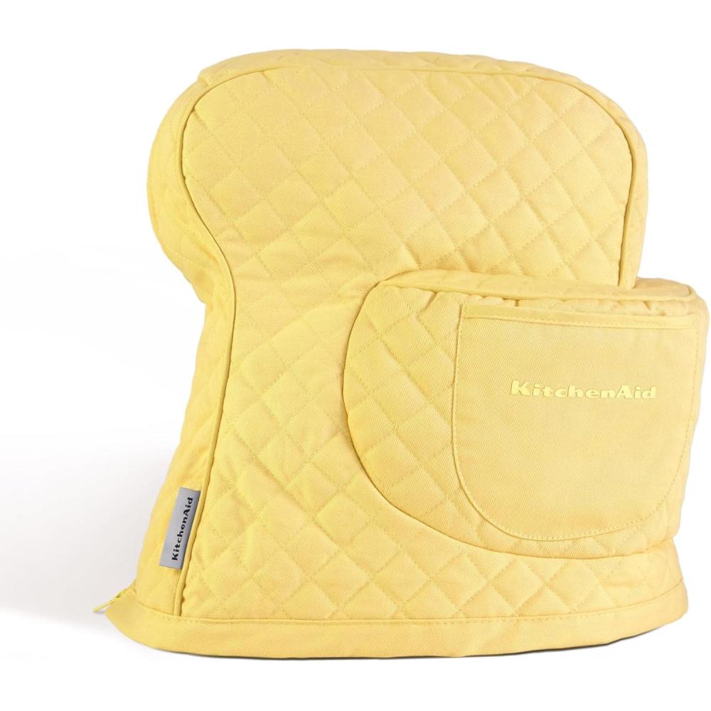 imageKITCHENAID Fitted TiltHead Stand Mixer Cover with Storage Pocket Quilted 100 Cotton144quotx18quotx10quot MilkshakeButter Yellow