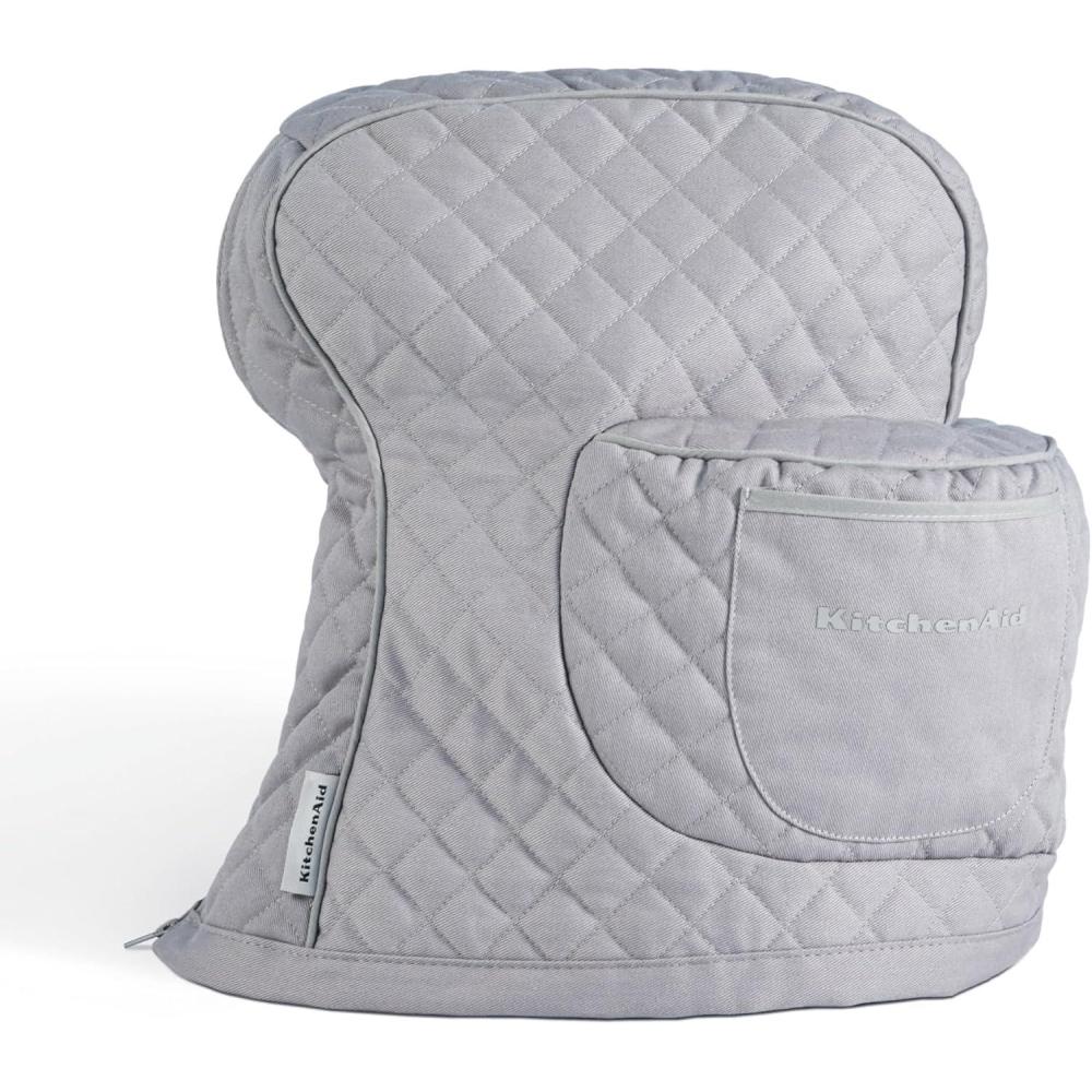 imageKITCHENAID Fitted TiltHead Stand Mixer Cover with Storage Pocket Quilted 100 Cotton144quotx18quotx10quot MilkshakeGrey
