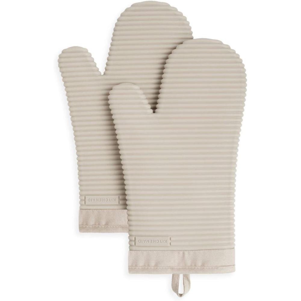 imageKITCHENAID Ribbed Soft Silicone Oven Mitt 2Pack Set 75quotx13quot Mineral Water AquaMilkshake