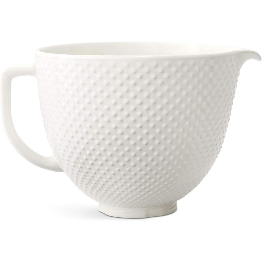 imageKitchenAid 5 Quart Hobnail Ceramic BowlWhite Hobnail Ceramic