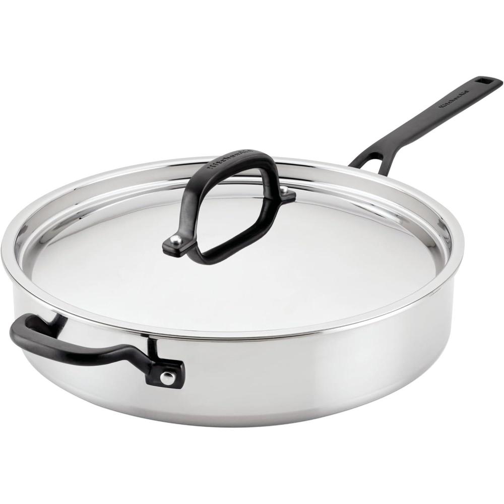 imageKitchenAid 5Ply Clad Polished Stainless Steel Fry PanSkillet 1225 InchStainless Steel