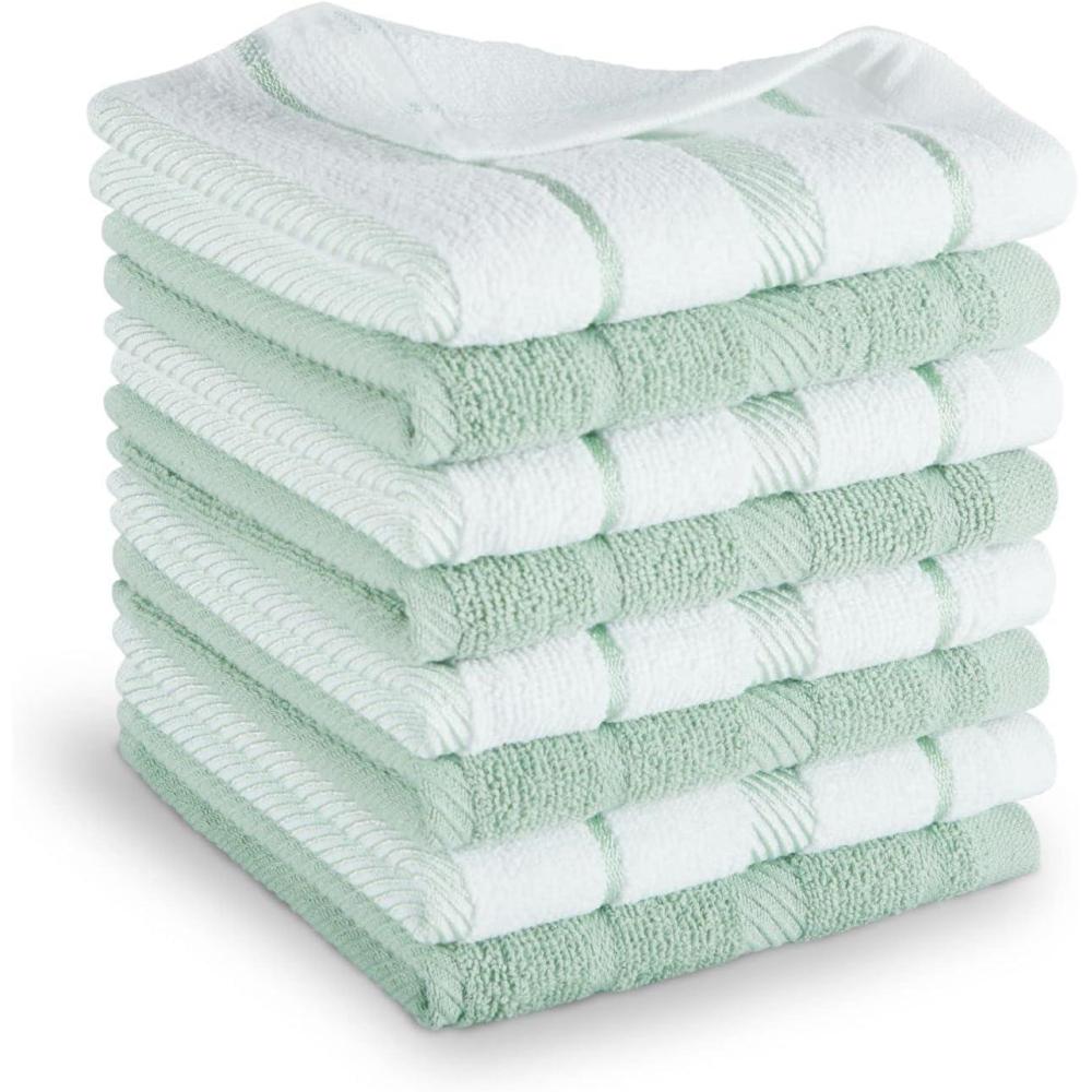 imageKitchenAid Albany Dishcloth 8 Pack Set Aqua SkyWhite 12quotx12quotPistachioWhite