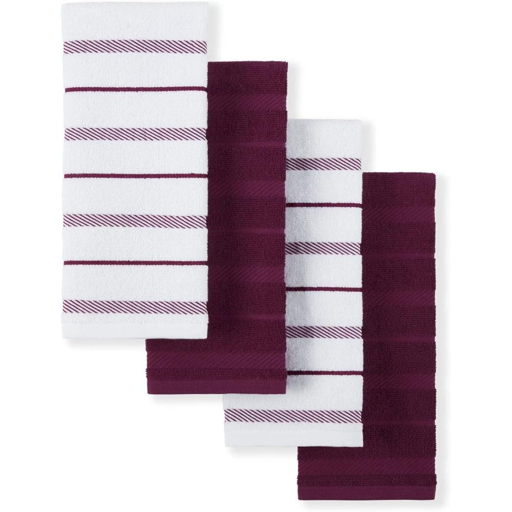 imageKitchenAid Albany Kitchen Towel 4Pack Set Blue VelvetWhite 16quotx26quotBoysenberry