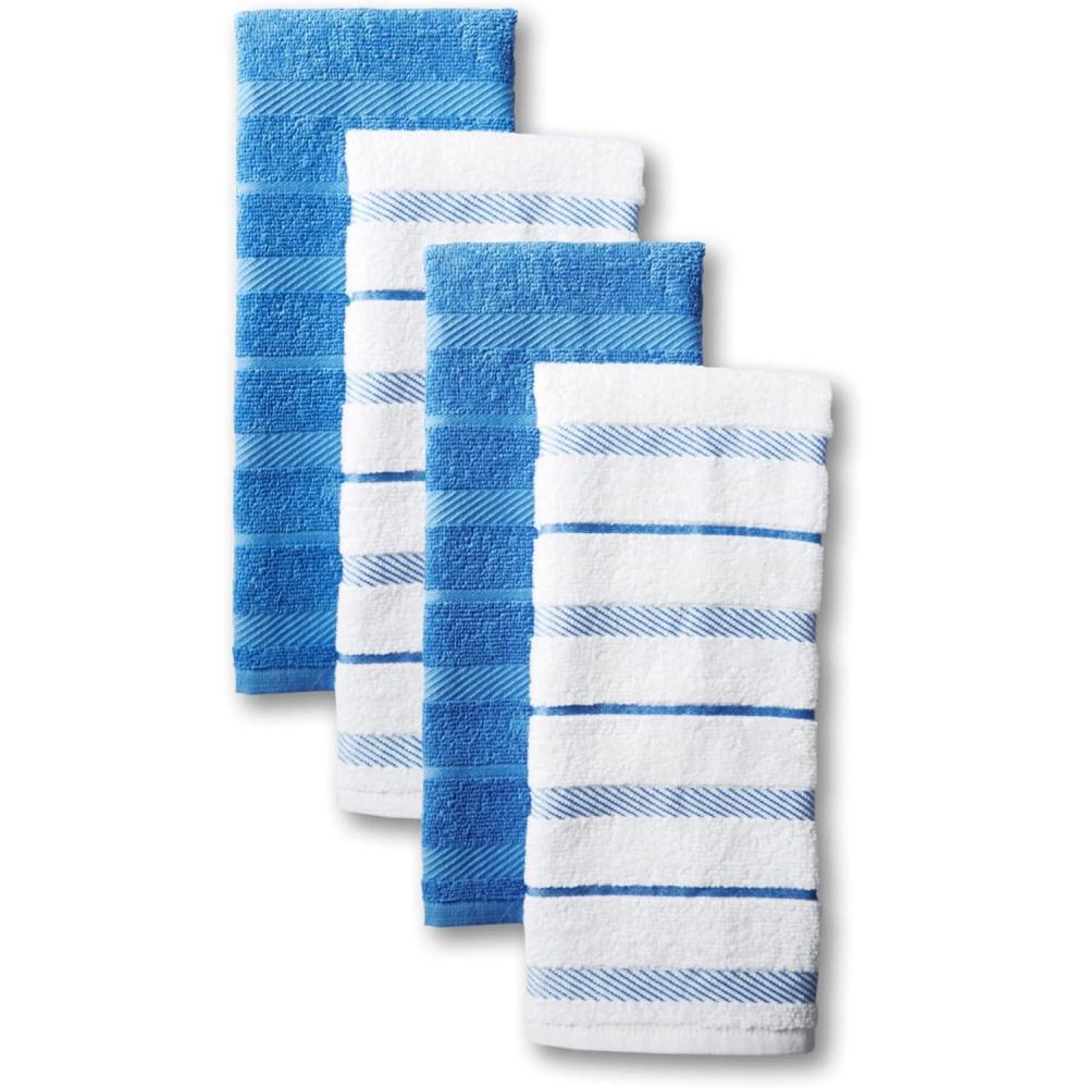 imageKitchenAid Albany Kitchen Towel 4Pack Set Blue VelvetWhite 16quotx26quotCornflower