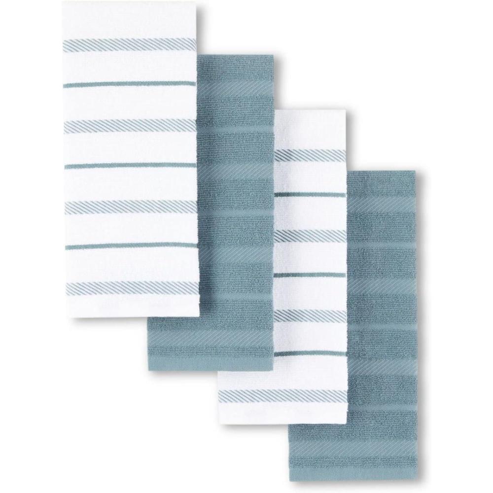 imageKitchenAid Albany Kitchen Towel 4Pack Set Blue VelvetWhite 16quotx26quotFog Blue