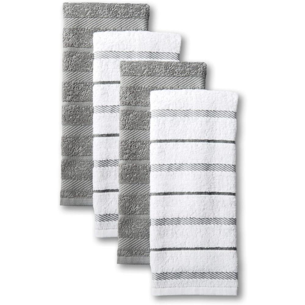 imageKitchenAid Albany Kitchen Towel 4Pack Set Blue VelvetWhite 16quotx26quotGrey