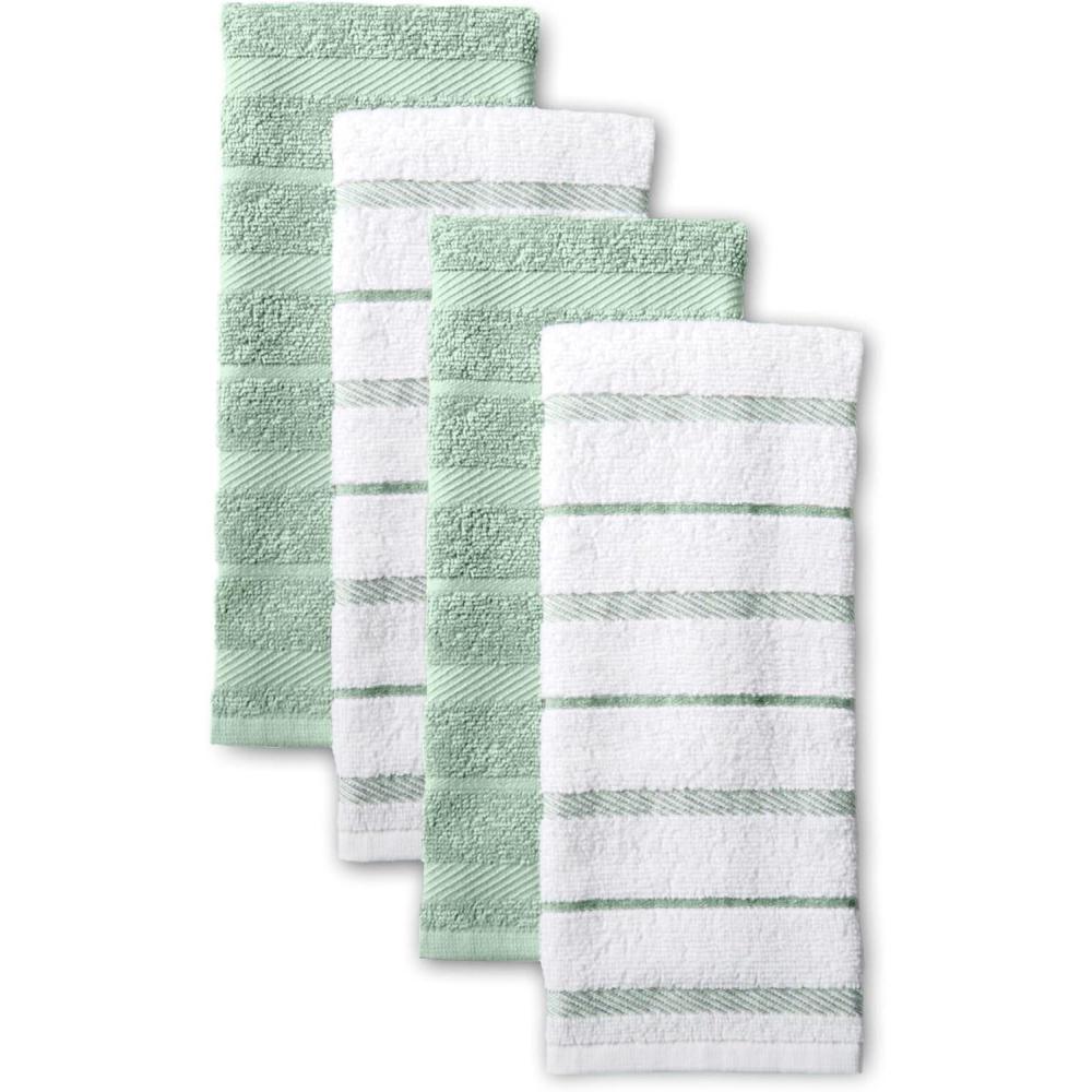 imageKitchenAid Albany Kitchen Towel 4Pack Set Blue VelvetWhite 16quotx26quotPistachio