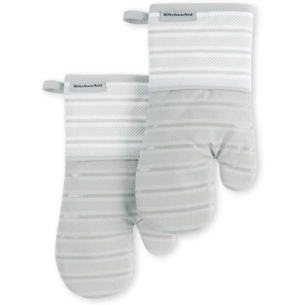 imageKitchenAid Albany Oven Mitt 2Pack Set Aqua Sky 7quotx13quotMatte Grey