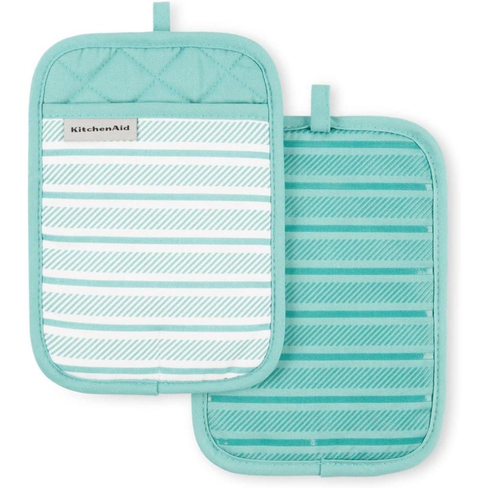 imageKitchenAid Albany Pot Holder 2Pack Set Aqua Sky 7quotx10quotAqua Sky