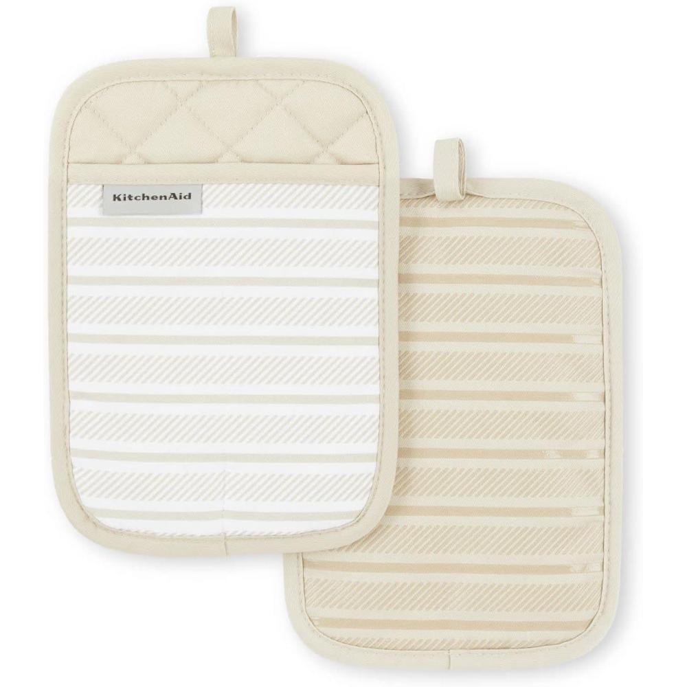 imageKitchenAid Albany Pot Holder 2Pack Set Aqua Sky 7quotx10quotMilkshake