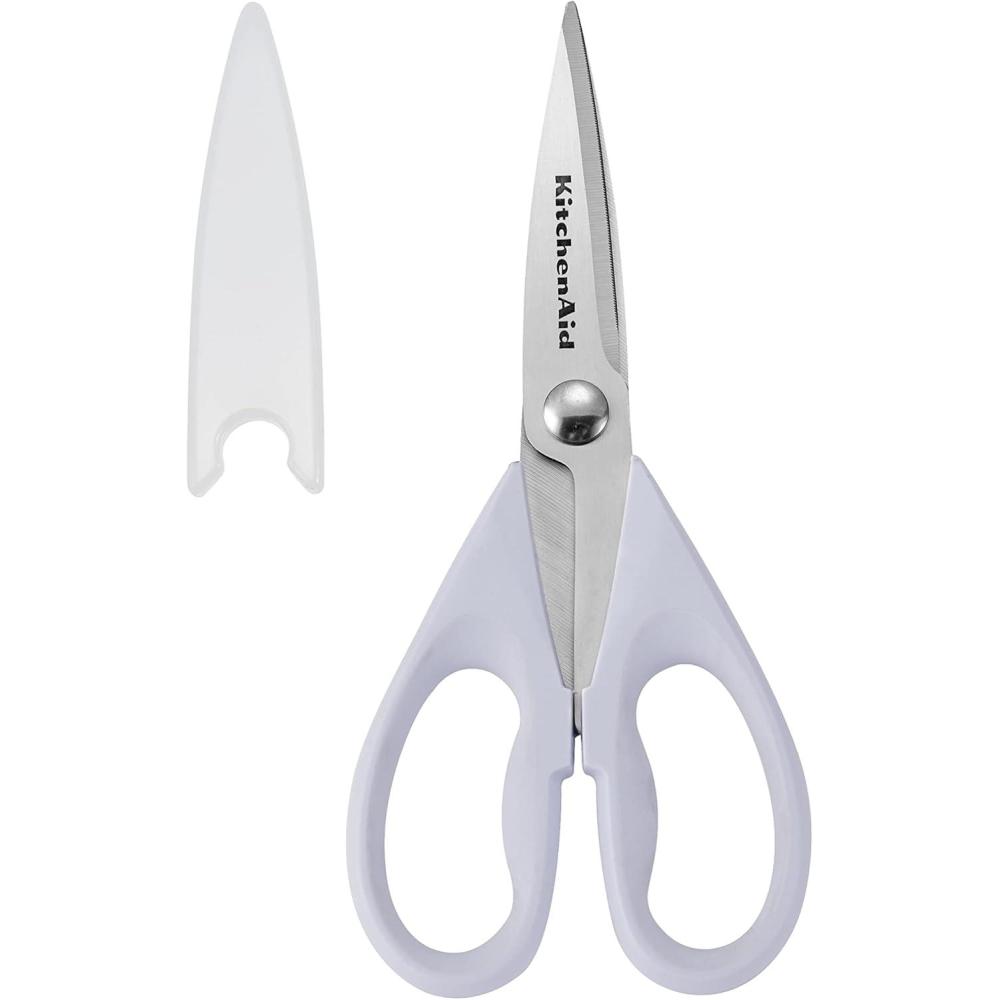 imageKitchenAid All Purpose Kitchen Shears with Protective Sheath Durable Stainless Steel Scissors Dishwasher Safe Soft Grip Comfort Handle 872 Inch Lavendar Cream