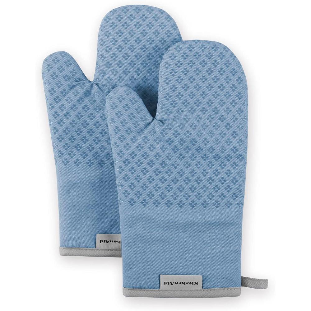imageKitchenAid Asteroid Oven Mitt Set 7quotx125quot Aqua Sky 2 PieceBlue Velvet