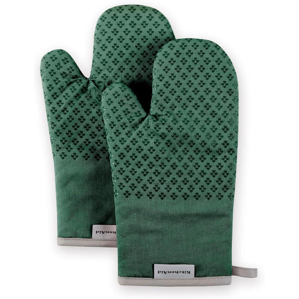 imageKitchenAid Asteroid Oven Mitt Set 7quotx125quot Aqua Sky 2 PieceDark Green