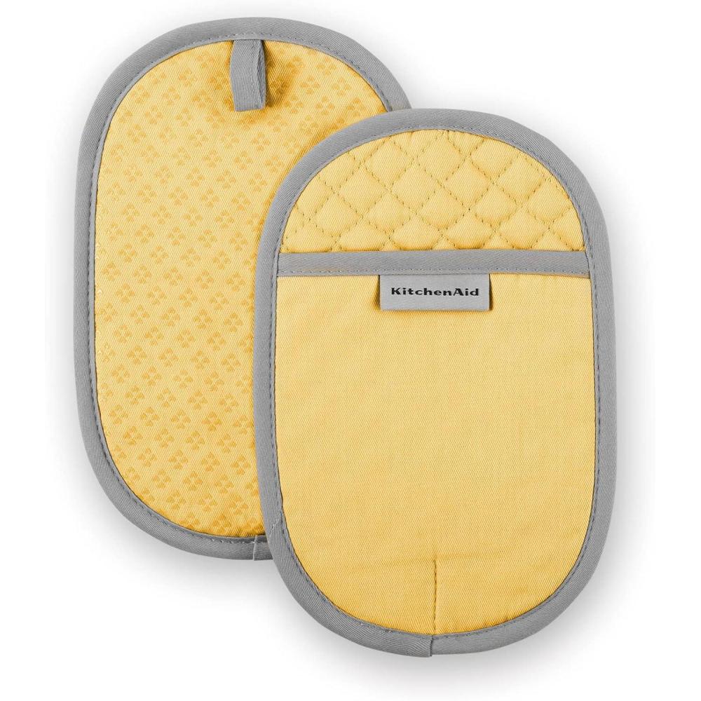 imageKitchenAid Asteroid Pot Holder 2Pack Set Aqua 65quotx10quotButtercup Yellow