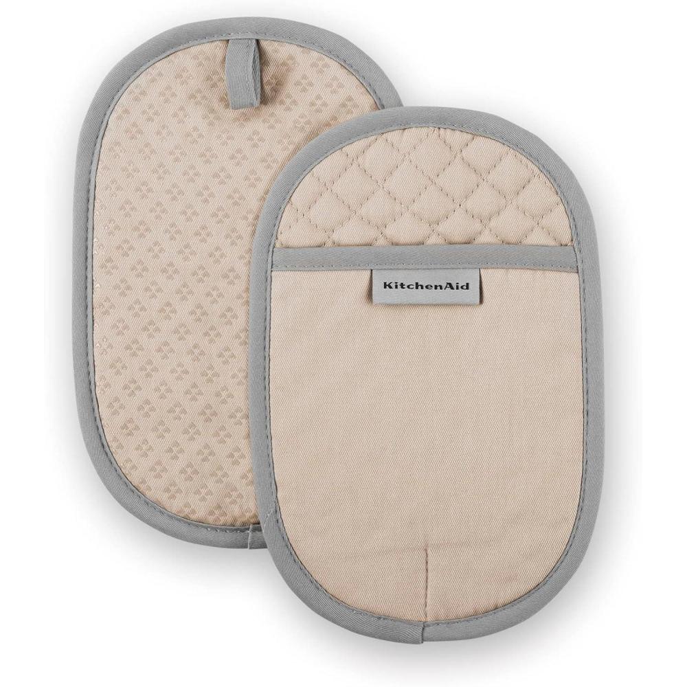 imageKitchenAid Asteroid Pot Holder 2Pack Set Aqua 65quotx10quotMilkshake Tan