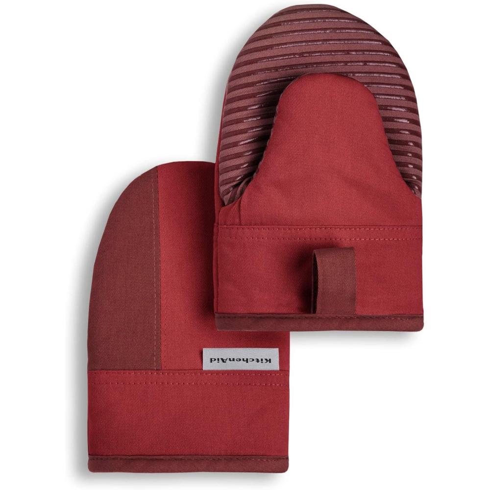 imageKitchenAid Beacon TwoTone NonSlip Mini Oven Mitt Set Aqua Sky 55quotx8quot 2 PieceSmoked Paprika