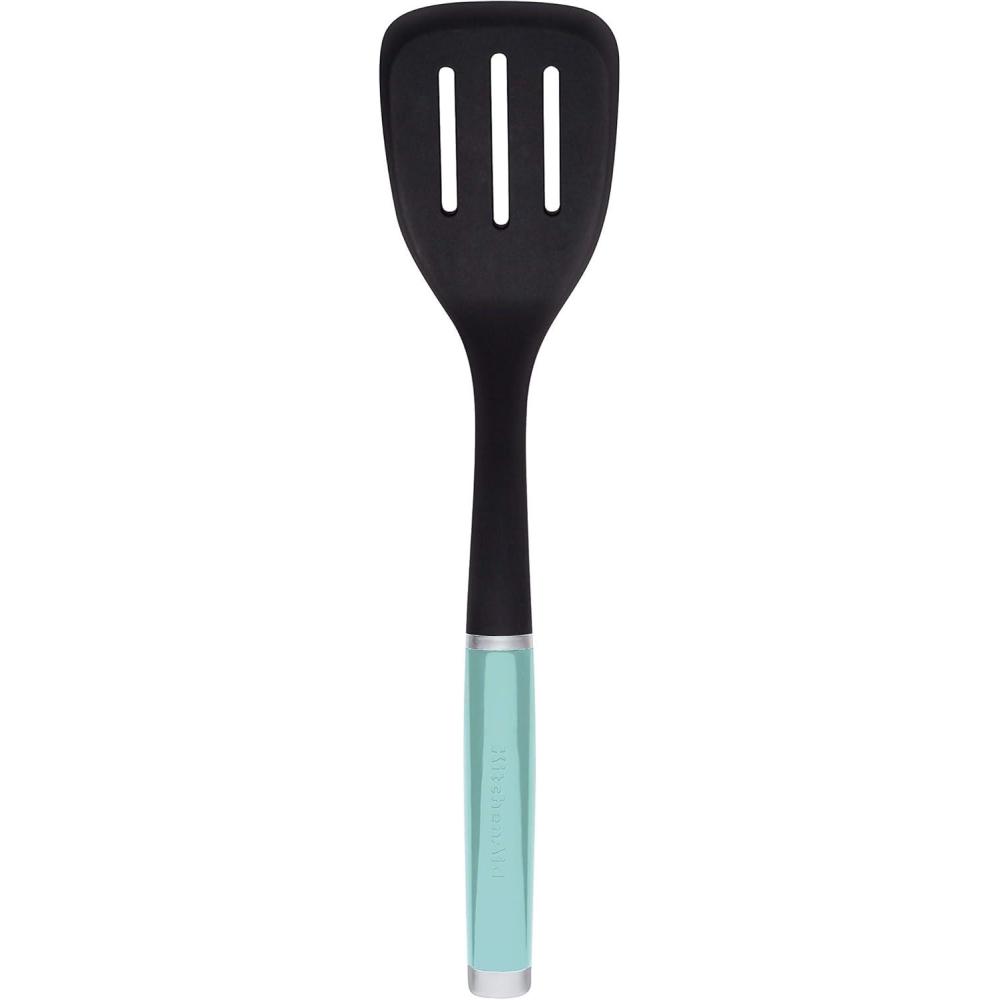 imageKitchenAid Classic Nylon Slotted Turner 1366Inch BlackAqua Sky