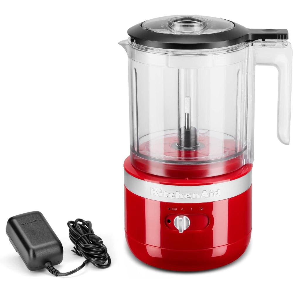 imageKitchenAid Cordless 5 Cup Food Chopper KFCB529QAC Almond CreamEmpire Red