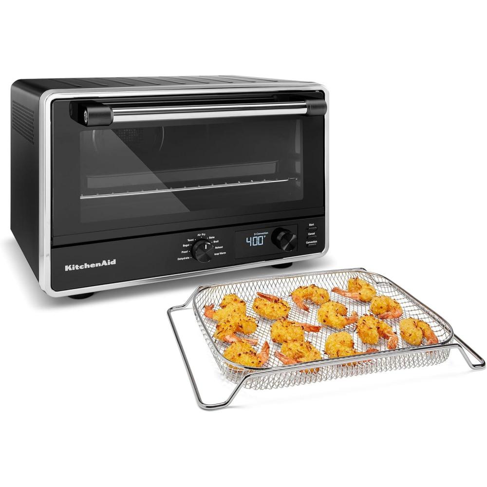 imageKitchenAid Digital Countertop Oven with Air Fry ampamp Pizza Stone KCO128CU Contour SilverBlack Matte