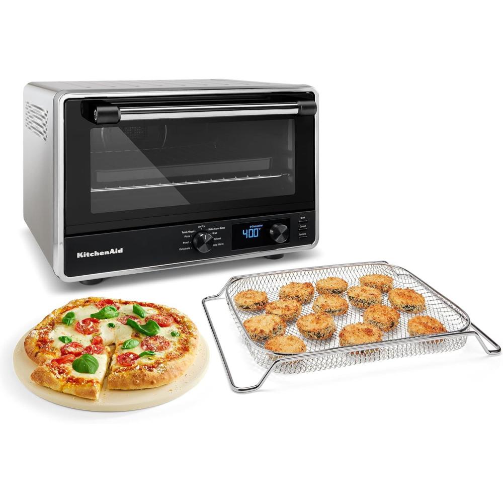 imageKitchenAid Digital Countertop Oven with Air Fry ampamp Pizza Stone KCO128CU Contour SilverContour Silver