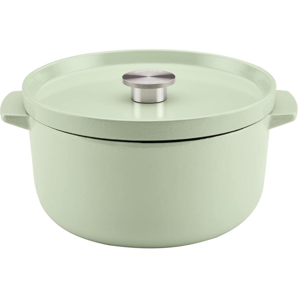 imageKitchenAid Enameled Cast Iron Dutch OvenCasserole 6 Quart Blue VelvetPistachio