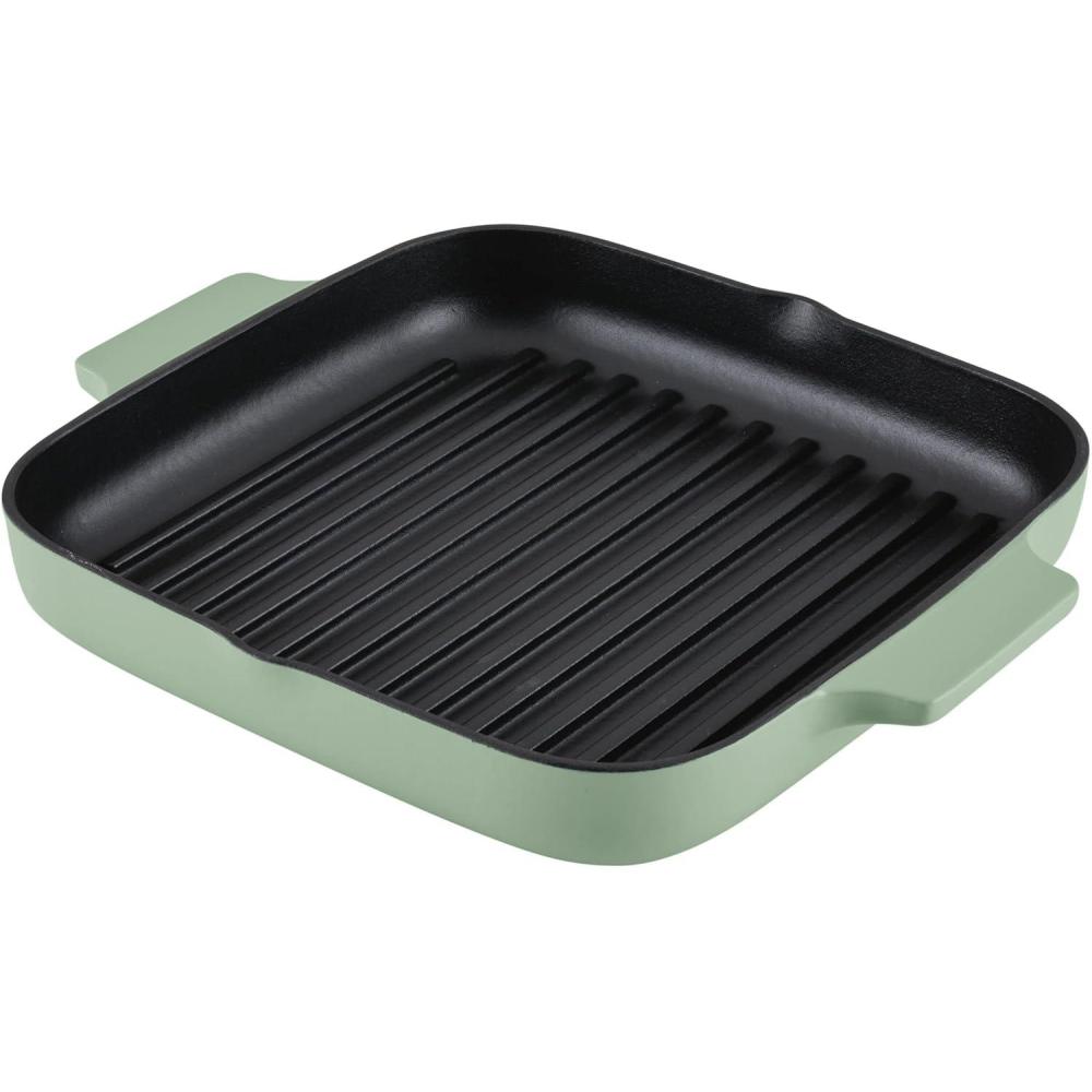 imageKitchenAid Enameled Cast Iron Square Grill and Roasting Pan 11 Inch Blue VelvetPistachio