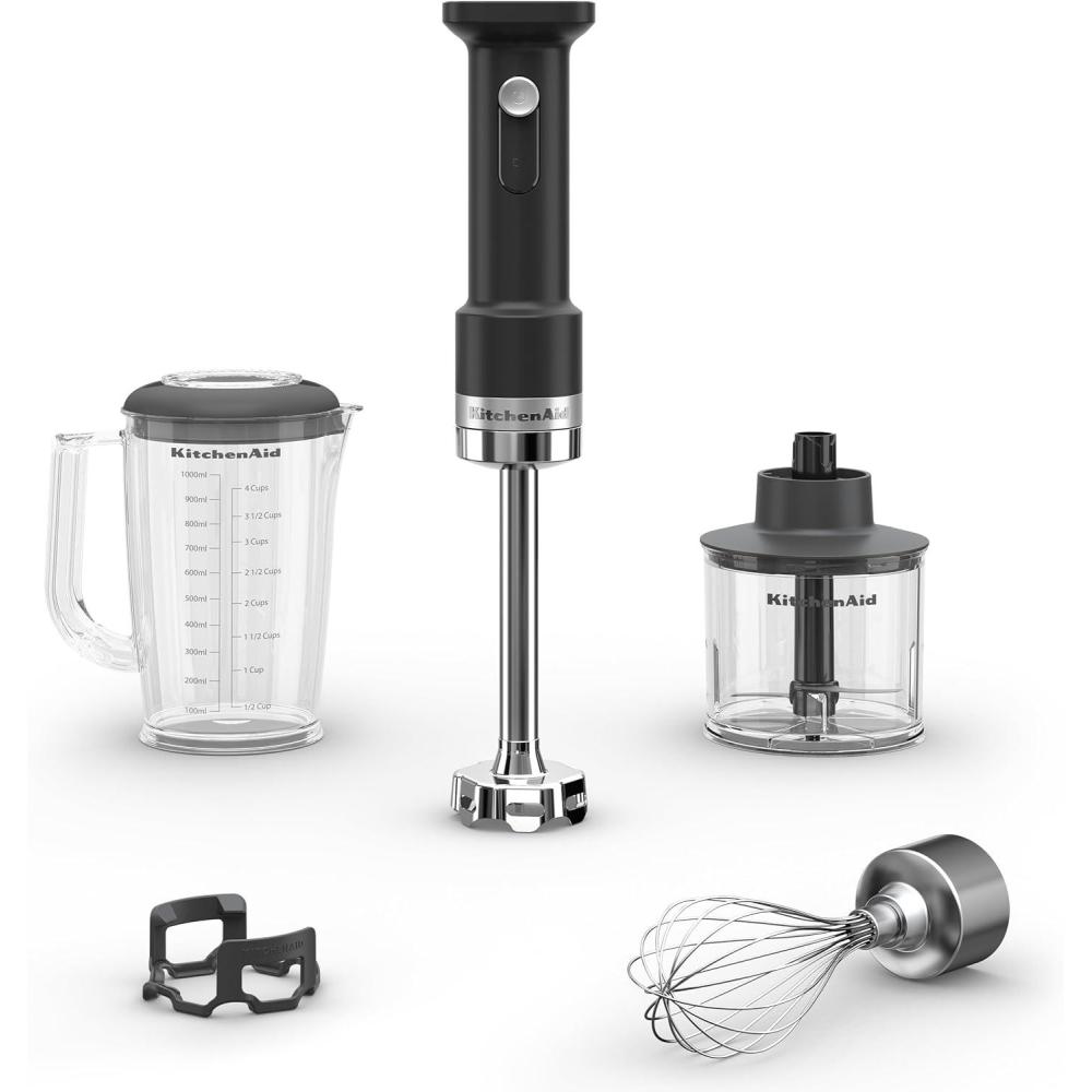 imageKitchenAid Go Cordless Hand Blender with Accessories  battery sold separately KHBRV05 Porcelain WhiteMatte Black