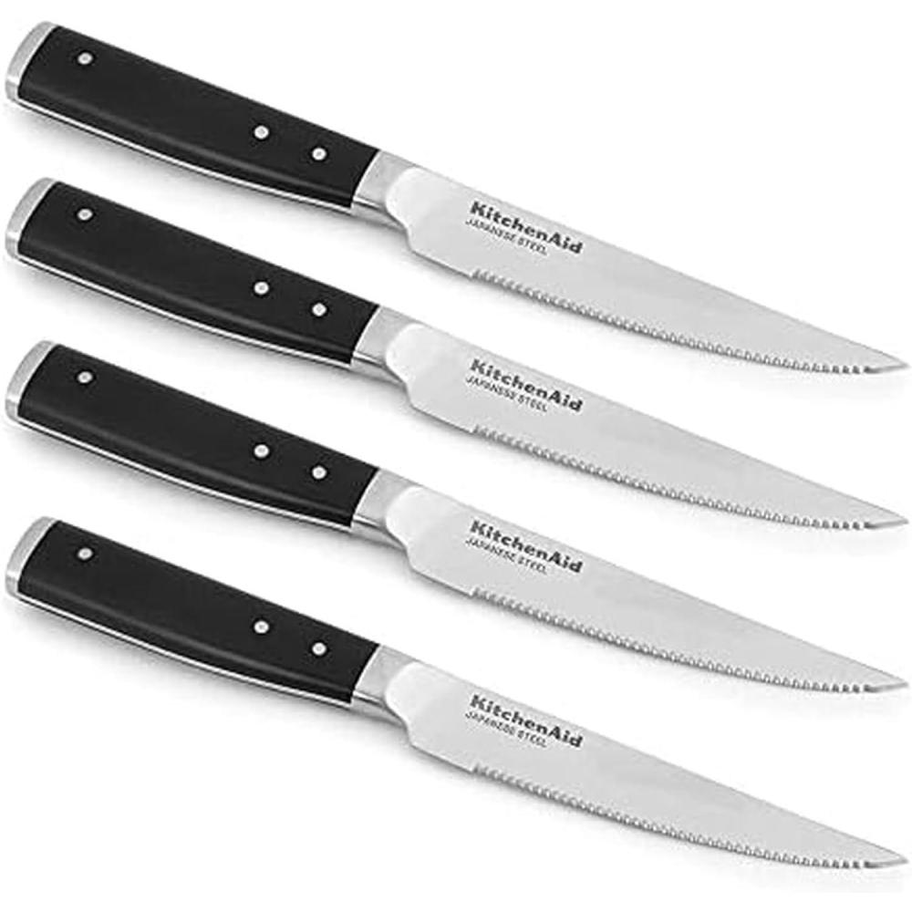 imageKitchenAid Gourmet Forged Triple Rivet Bread Knife with CustomFit Blade Cover 5inch Sharp Kitchen Knife HighCarbon Japanese Stainless Steel Blade Black45