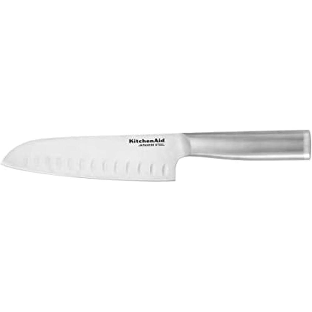 imageKitchenAid Gourmet Utility and Paring Knife Set Set with Blade Covers 2Piece Stainless Steel7Inch Santoku Knife